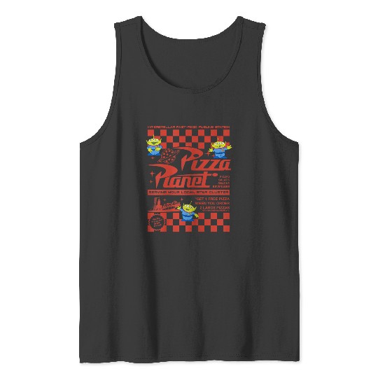 Disneyss Pixars Toy Story Pizza Planet Iconic Retro Flyer Logo Tank Tops