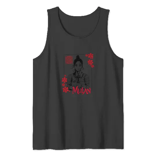Disney Mulan Live Action Mulan Floral Ink Portrait Tank Tops
