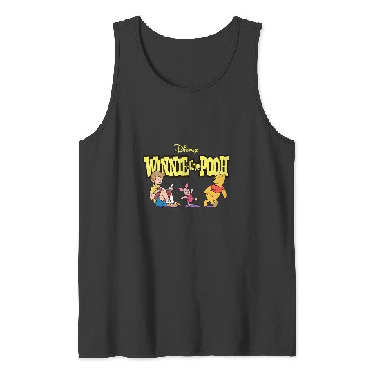 Disney Winnie the Pooh Piglet & Christopher Robin with Logo Tank Tops