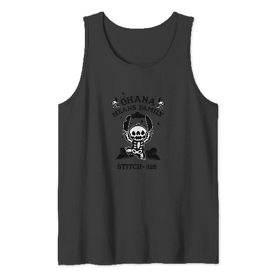 Disneyss Lilo Stitch Halloween Ohana Means Family Skeletonss Tank Tops