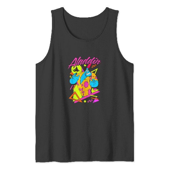 Disney Aladdin Genie Retro Abstract 90's Print Graphic Tank Tops