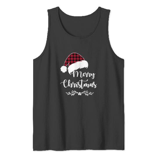 Discover Merry Christmas Santa Hat Buffalo Red Plaid  : Mickey Disney Christmas, Disney Christmas Tank Tops