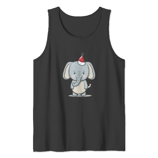 Discover Elephant With A Small Christmas Hat Sticker, Disney Elephant Dumbo Christmas , Dumbo Christmas Tank Tops