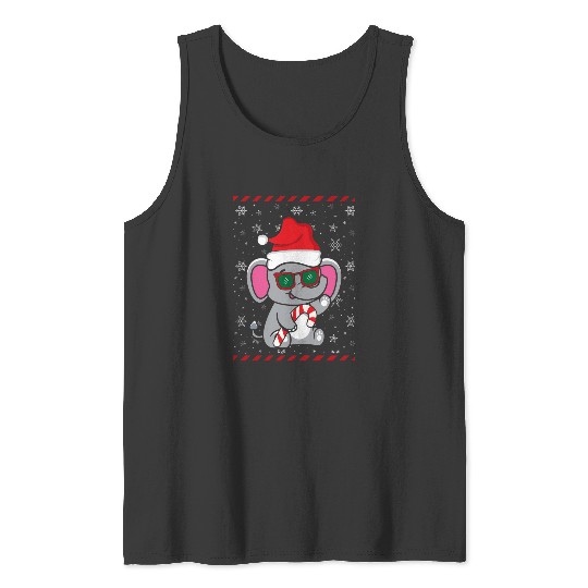 Discover Cute Christmas Elephant With Candy Cane Sticker, Disney Elephant Dumbo Christmas , Dumbo Christmas Tank Tops