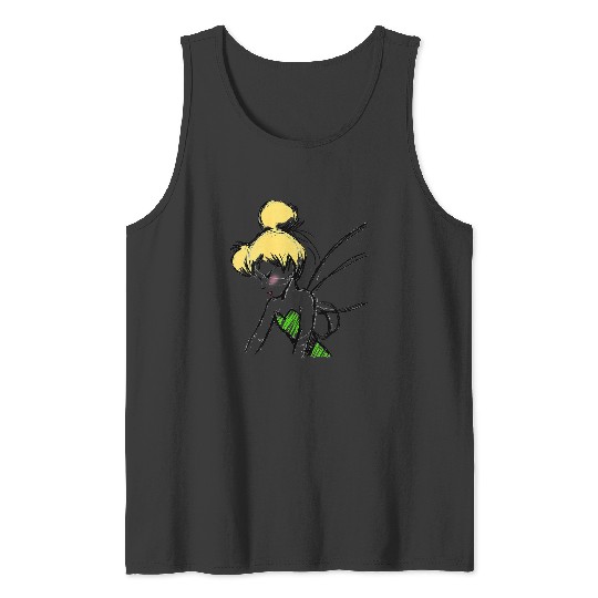 Womens Disney Peter Pan Tinker Bell Sketch Profile V-Neck Tank Tops