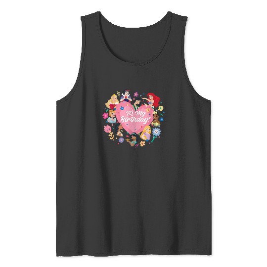 Discover Disney Princess Pink Heart and Flowers It’s My Birthday Tank Tops