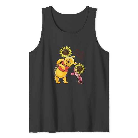 Disney Winnie The Pooh & Piglet Hello There! Sunflowers Tank Tops