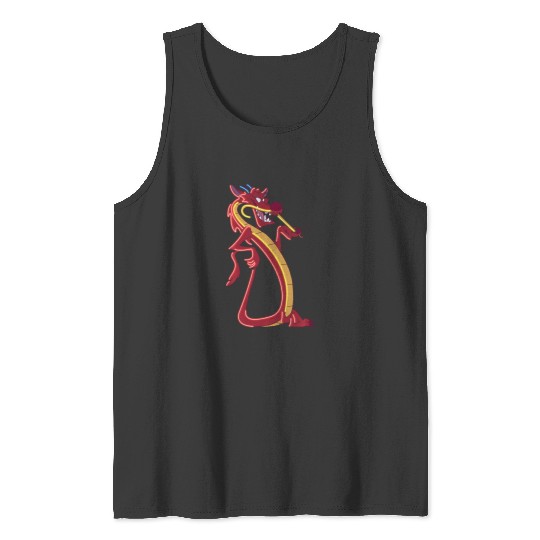 Disney Mulan Mushu Neon Accent Portrait Tank Tops
