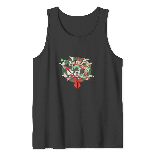 Discover Disney Group Shot Christmas Wreath Long Sleeve T-Shirt Tank Tops