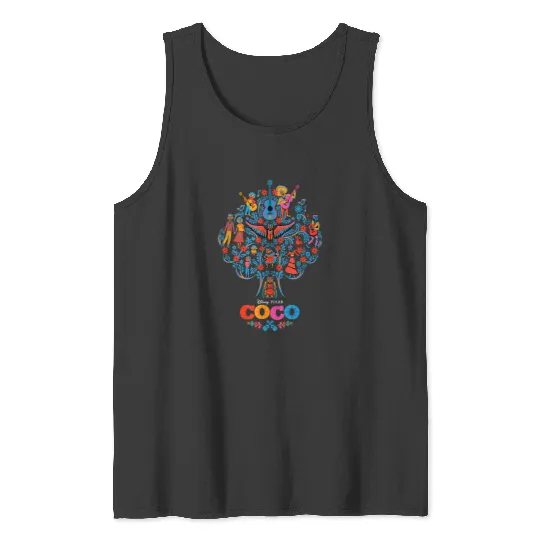 Discover Disneyss Pixars Coco Iconic Colorful Family Tree Chest Poster Tank Tops