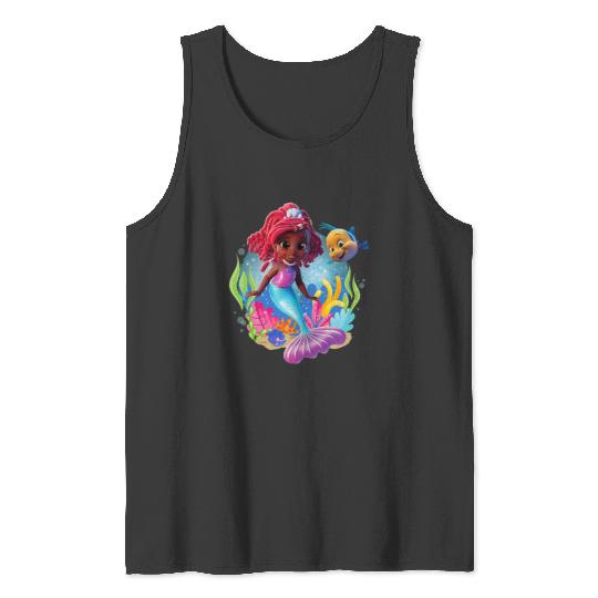 Discover Disney Junior's Ariel Flounder And Ariel Under The Sea Logo Tank Tops