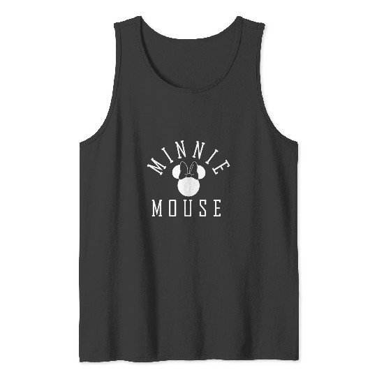 Discover Disney Minnie Mouse Black White Head Silhouette Logo Tank Tops