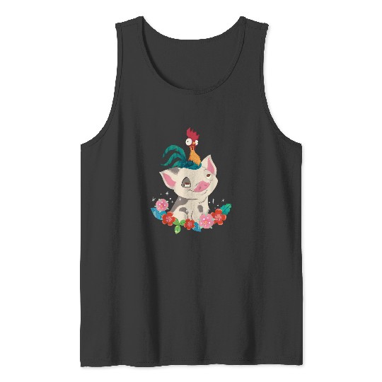 Discover Disney Moana Hei Hei Rooster Pua Flowers Sketch Portrait Tank Tops