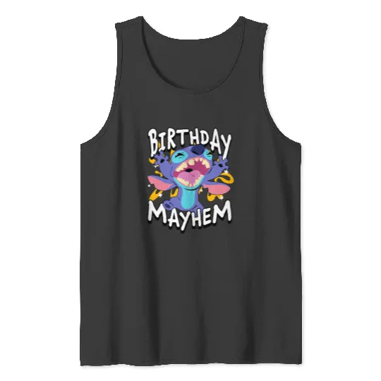 Disney Lilo & Stitch Birthday Mayhem Retro Stitch Logo Tank Tops