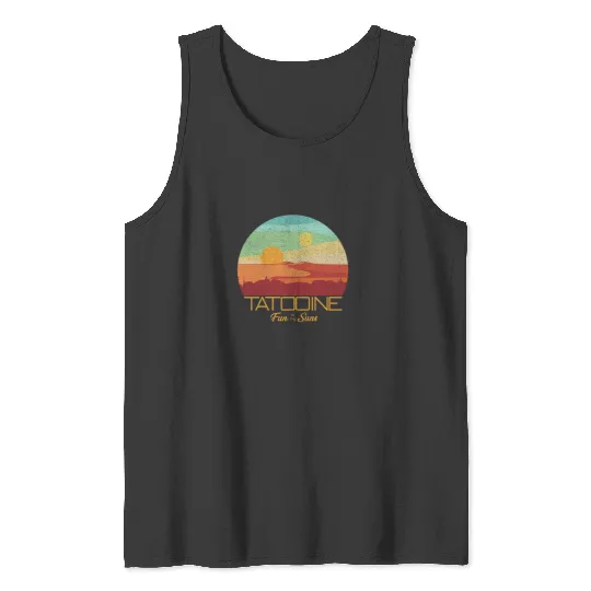 Star Wars Tatooine Postcard Fun in the Sun Vintage Disney+ Long Sleeve T-Shirt Tank Tops