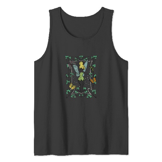 Discover Disney Tinker Bell Butterfly Frame Water Color Tank Tops