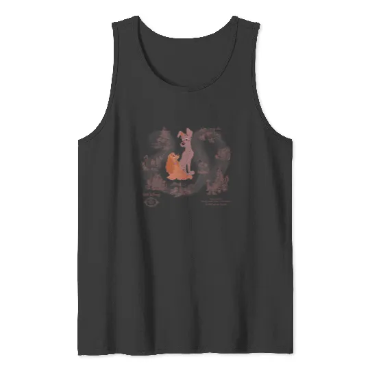 Discover Disney Lady and the Tramp Retro Vintage Art Distressed Tank Top Tank Tops