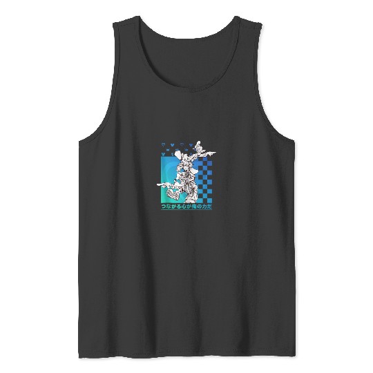 Disney Kingdom Hearts Sora Donald Goofy Kanji Checkerboard Tank Top Tank Tops