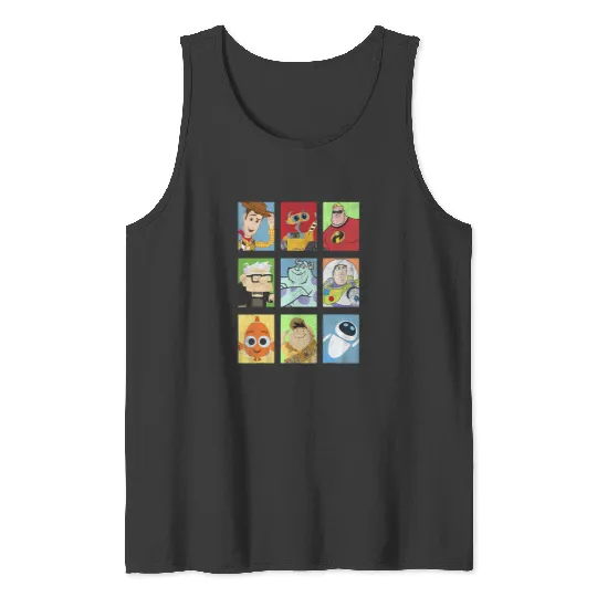 Discover disney Pixars epic boxed up line up character graphic Tank Tops