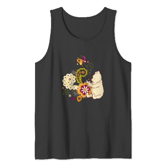 Disneyss Winnie The Pooh Cute Paisley Cupcake Floral Tank Tops