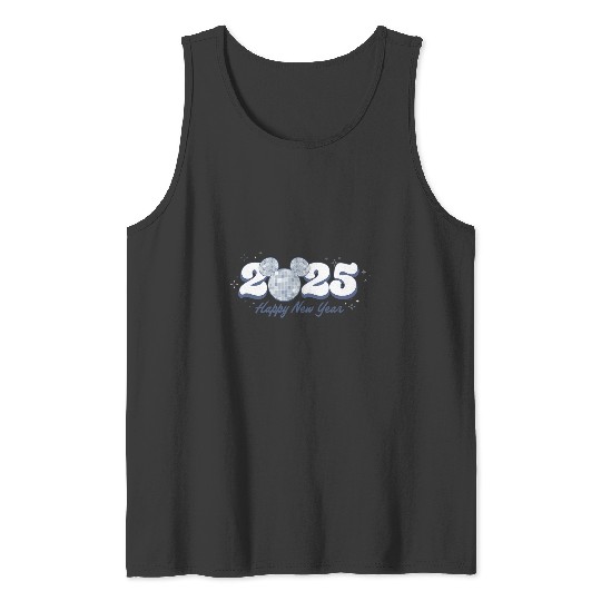 Discover Disney Mickey Mouse Head Disco Ball Happy New Year 2025 Tank Tops