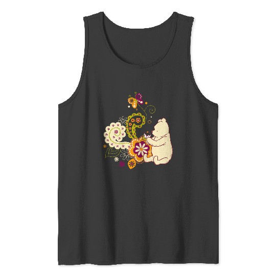 Disneyss Winnie The Pooh Cute Paisley Cupcake Floral Tank Tops