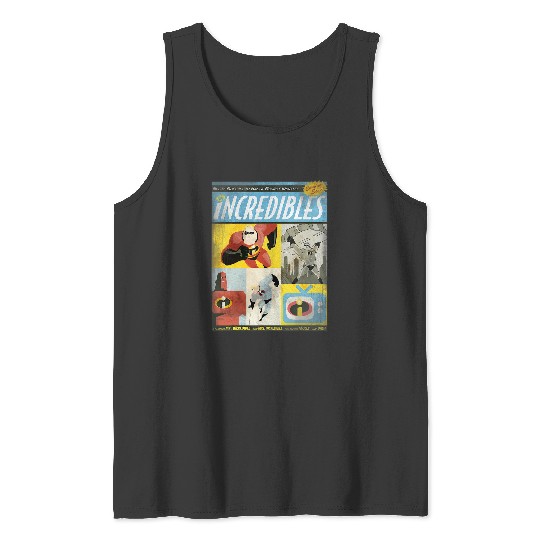 Disney Pixar The Incredibles Comic Panel Retro Vintage Tank Tops
