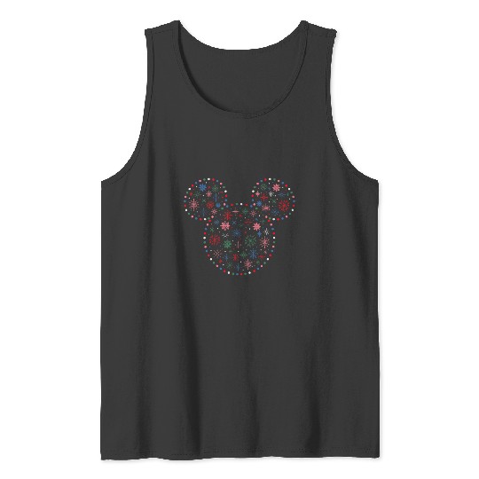 Discover Disney Mickey Mouse Icon Christmas Holiday Lights Snowflakes Tank Tops