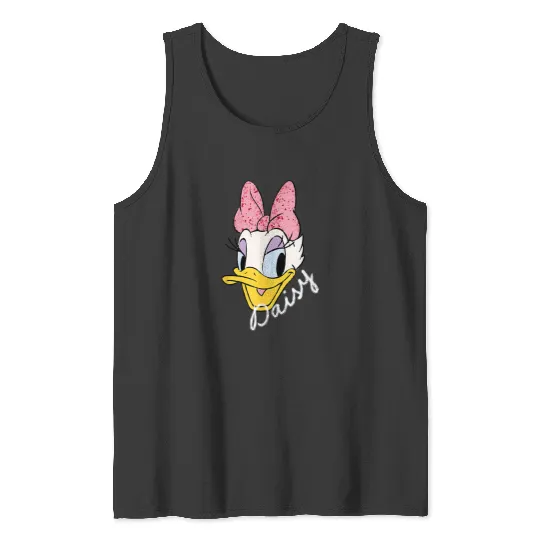 Disneyss Daisy Duck Sassy Glamorous Speckled Bow And Name Tank Tops