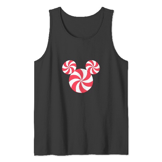 Disney NEW Mickey Icon Christmas Peppermint Candy Holiday Tank Tops