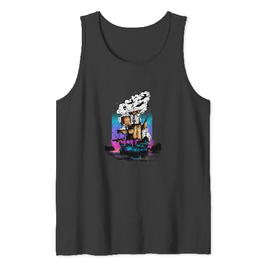 Discover Disney Peter Pan Pirate Ship Flight Neon Graphic Tank Tops