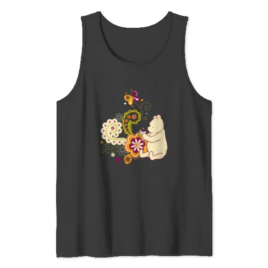 Disneyss Winnie The Pooh Cute Paisley Cupcake Floral Tank Tops