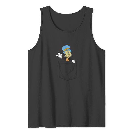 Discover Disney Pinocchio Jiminy Cricket Faux Pocket Tank Tops