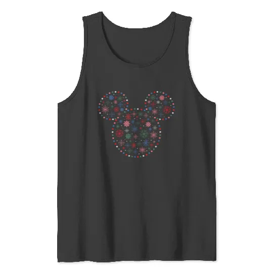 Discover Disneyss Mickey Mouse Icon Christmas Holiday Lights Snowflakes Tank Tops