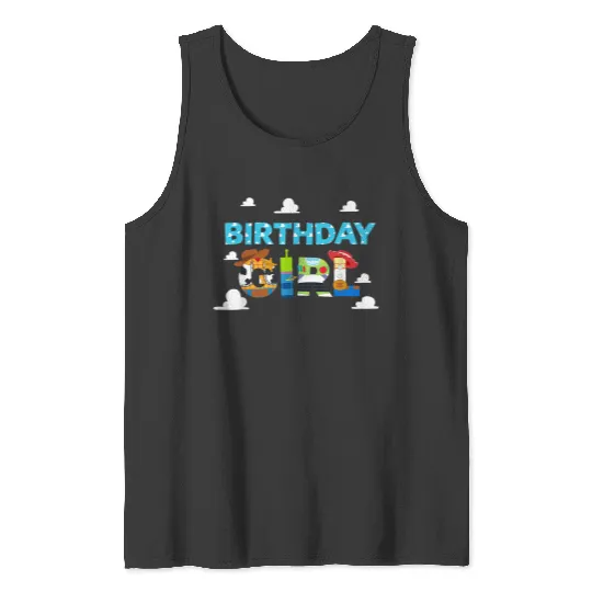 Disneyss And Pixarss Toy Story Clouds Birthday Girl Tank Tops