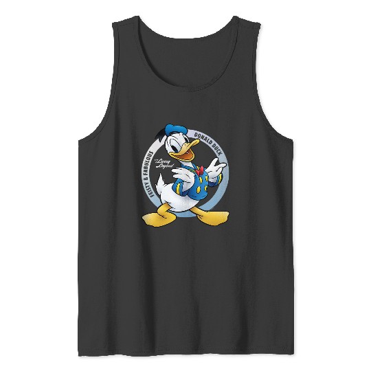Womens Disney Donald Duck 90th Anniversary Feisty & Fabulous Legend V-Neck Tank Tops