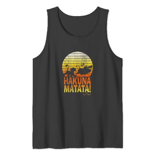 Disneyss Lion King Hakuna Matata Retro Distressed Group shots Tank Tops