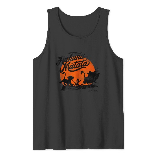 Disneyss Lion King Hakuna Matata Trio Orange Sunset Silhouette Tank Tops