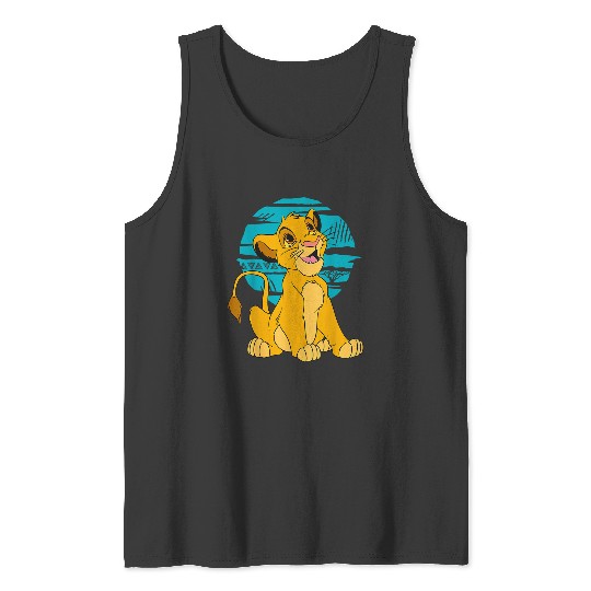 Discover Disneyss The Lion King Young Simba Happy Blue Retro Tank Tops