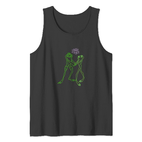 Disney Princess And The Frog Tiana Naveen Frogs Left Chest Tank Tops