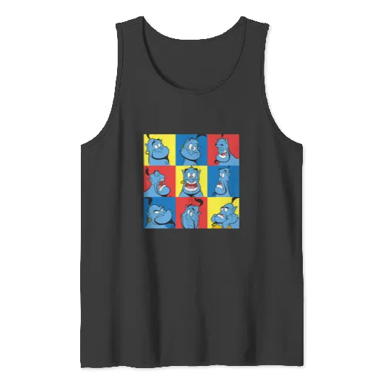 Disney Aladdin Genie Many Emotions Panel Big Chest Portrait Tank Tops