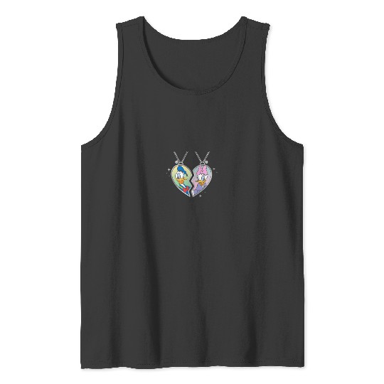 Disneyss Donald And Daisy Duck Love Heart Necklace Matching Tank Tops