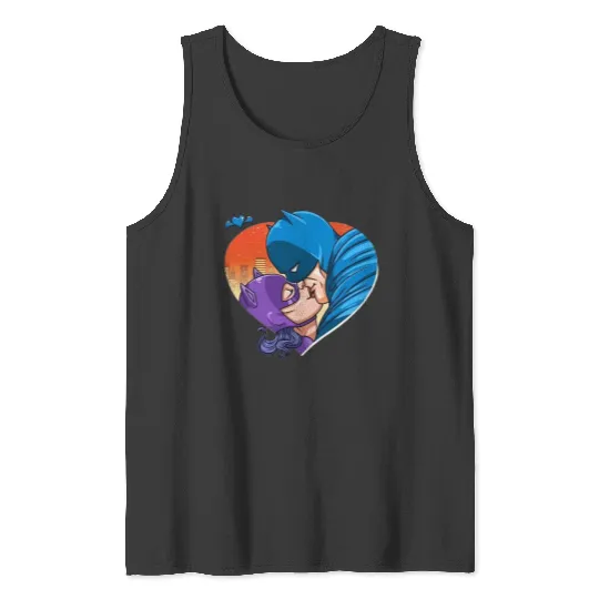 Batman Kissing The BatWomen , Superhero , Marvel Disney Tank Tops