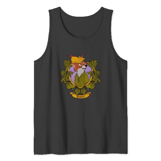 Disneyss Robin Hood Robin Vintages Floral Portrait Tank Tops