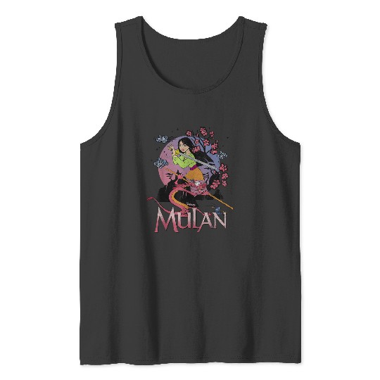 Disneys Mulan Warrior Stance Sunset Poster Tank Tops