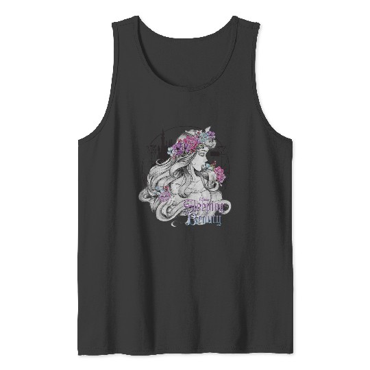 Disneys Sleeping Beauty Floral Sketched Portrait Tank Tops