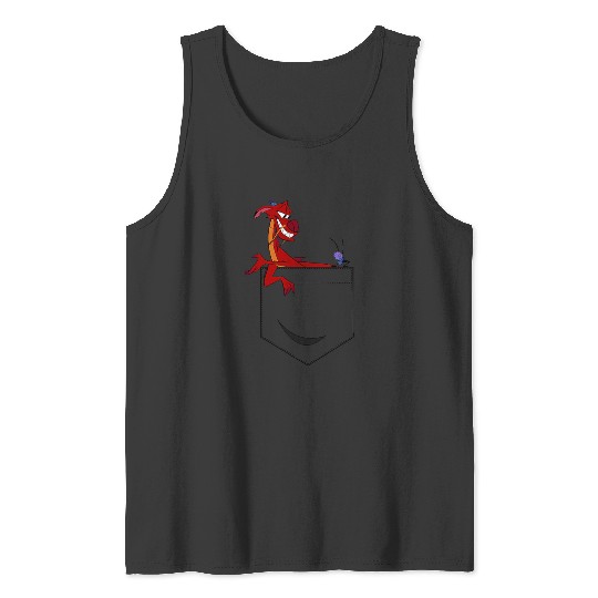 Disney Mulan Mushu Left Chest Pocket Graphic Tank Tops