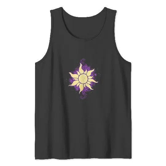 Disneys tangled gold sun doodle pendant graphic Tank Tops