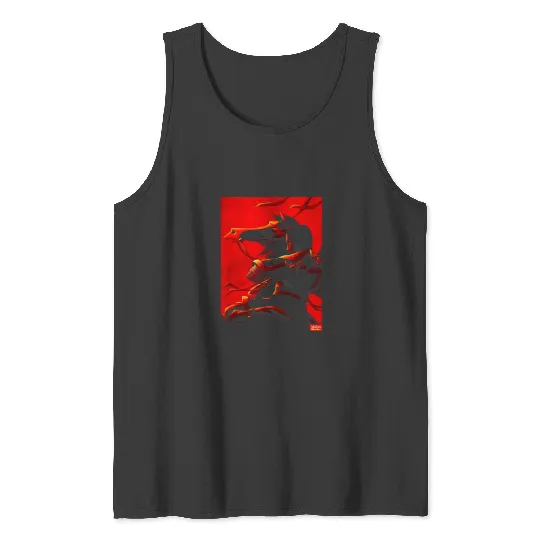 Disney Mulan and Khan Red Poster Graphic Tank Tops