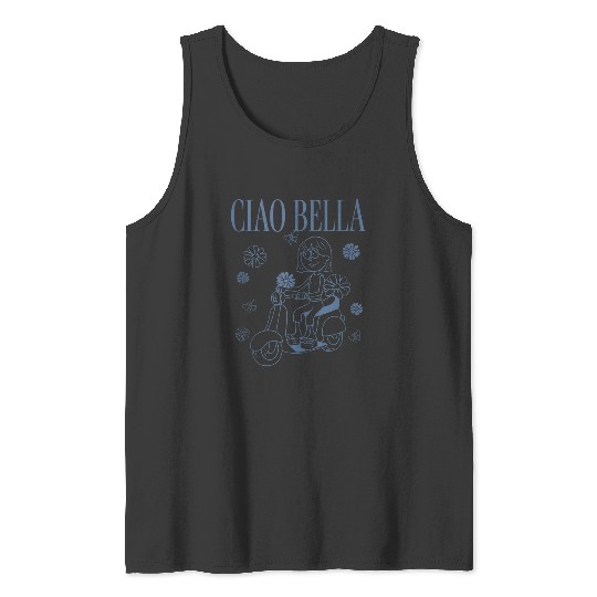 Disneyss Lizzy Mcguire Ciao Bella Lizzie Outline Retro Logo Tank Tops